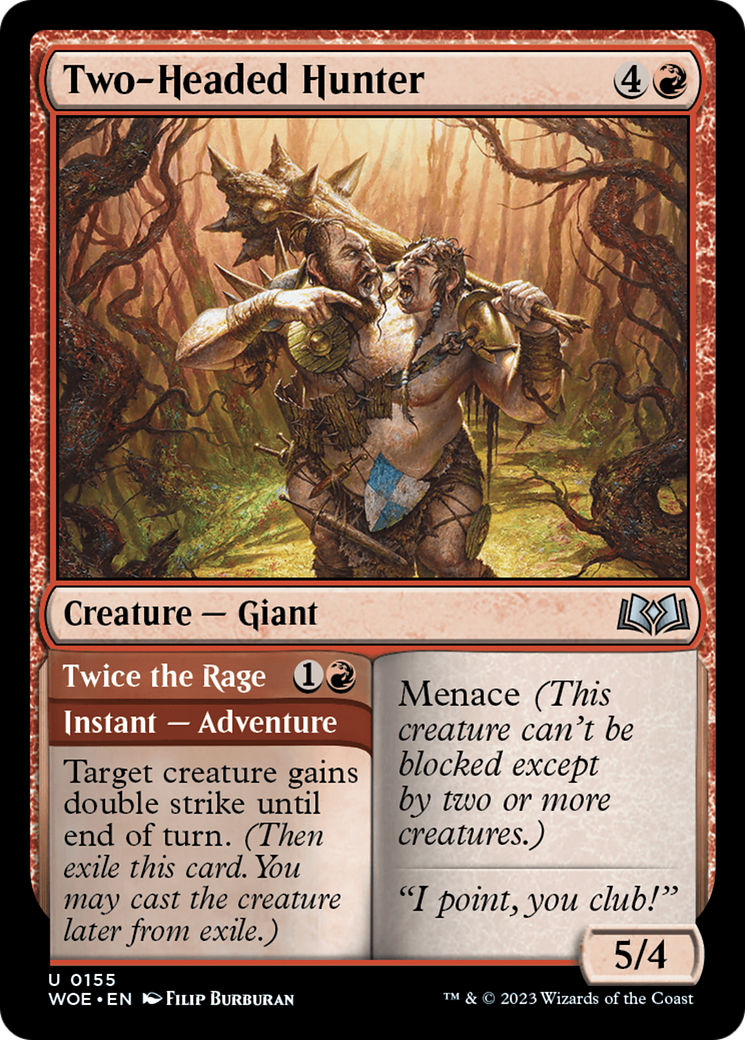 Image: Two-Headed Hunter // Twice the Rage - Wilds of Eldraine